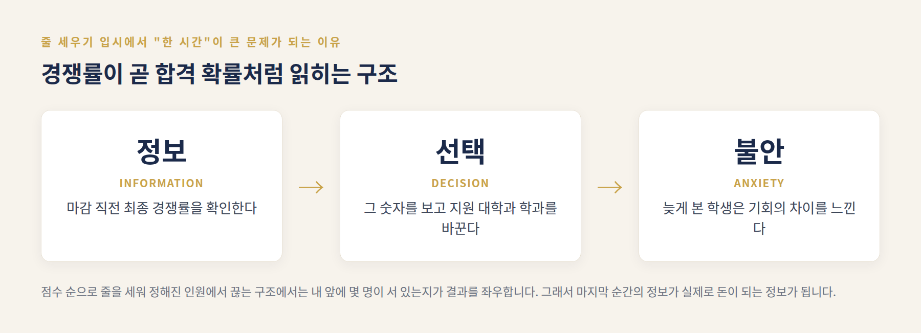 경쟁률 정보에서 지원처 선택, 그리고 불안으로 이어지는 흐름