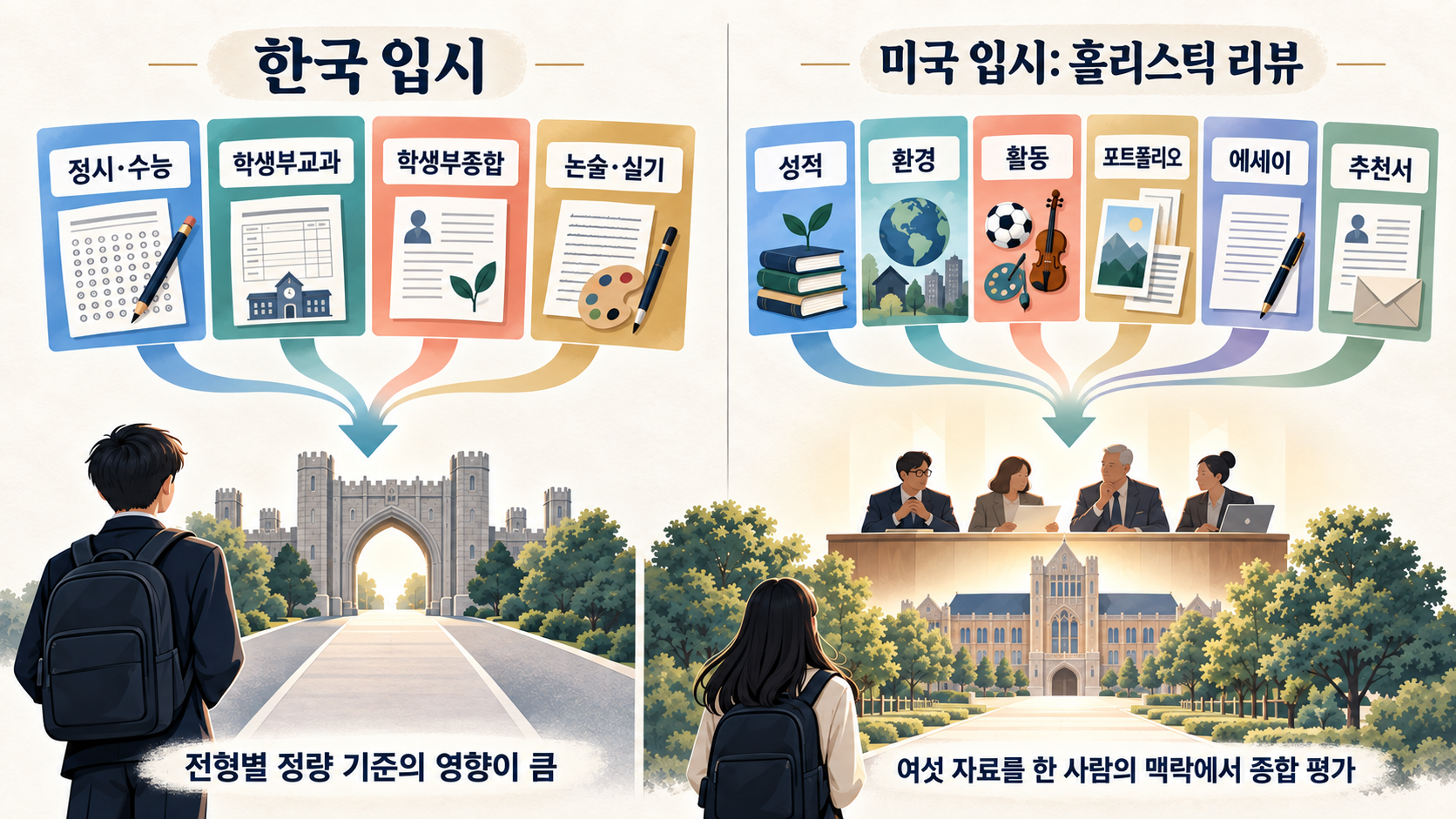 한국 입시 전형과 미국 Holistic Review의 평가 자료 비교