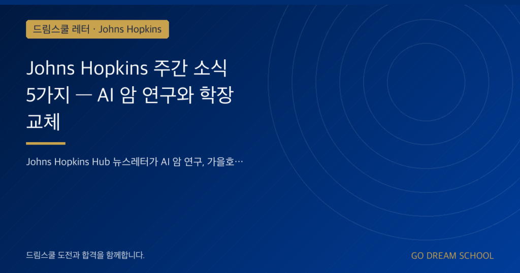 Johns Hopkins 주간 소식 5가지 — AI 암 연구와 학장 교체